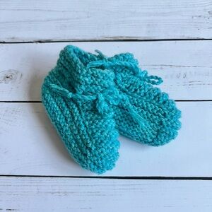 Handmade Blue Knitted Baby Booties